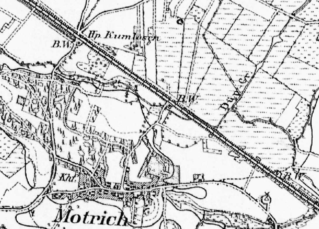 Historische Landkarte vom Haltepunkt Cumlosen bei Motrich, Lüneburger Bahn